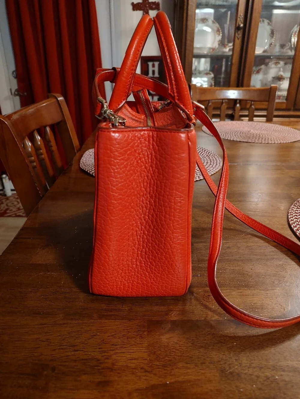 kate spade Salmon Pebbled Leather Satchel with Crossbody Strap